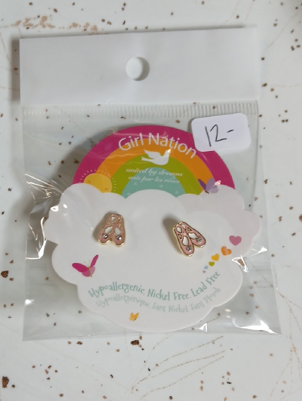 Pink Ballet Shoe Stud Earrings for Kids